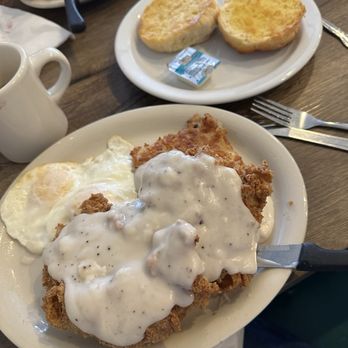 Bobbie's Southern Kitchen - Chicken Fried Steak & Eggs with grilled biscuit - American Near Me - San Antonio, Texas