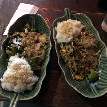 Thai Tom - Spicy Noodles on the right and pad Thai on the right. Both of them together add up to about the size of a plate at my favorite Thai places - Thai Near Me - Seattle, Washington Thai Tom - Spicy Noodles on the right and pad Thai on the right. Both of them together add up to about the size of a plate at my favorite Thai places - Thai Near Me - Seattle, Washington