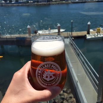 Ballast Point Brewing Long Beach - Wasn't able to secure a table on the top deck, but found a spot to snap a quick pic of my beer and the view. - Breweries Near Me - Long Beach, California