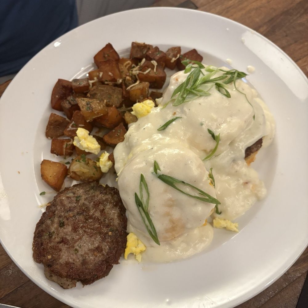 Jams Midtown - Biscuits and Gravy with additional sausage patty for extra - Bars Near Me - Omaha, Nebraska
