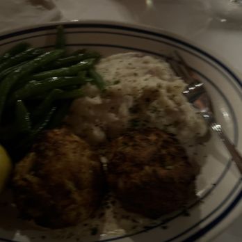 Gulfstream Cafe - Crab cakes w/ mashed potatoes and green beans. - Seafood Near Me - Garden City, South Carolina Gulfstream Cafe - Crab cakes w/ mashed potatoes and green beans. - Seafood Near Me - Garden City, South Carolina