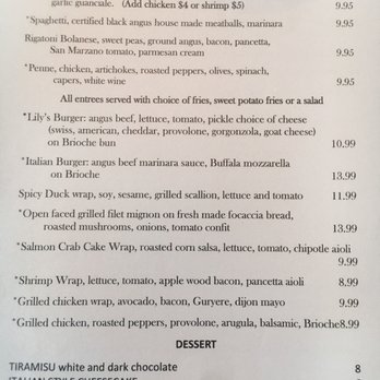 Lily's Bistro - Menu - Italian Near Me - Lake Wylie, South Carolina Lily's Bistro - Menu - Italian Near Me - Lake Wylie, South Carolina
