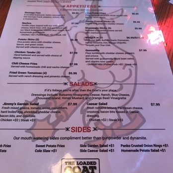 The Loaded Goat - Front of the menu - Sports Bars Near Me - Mount Airy, North Carolina The Loaded Goat - Front of the menu - Sports Bars Near Me - Mount Airy, North Carolina