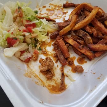 Buffy's Mexi-Casian Grill - Burnt fries and runny left over from quesadilla - Food Trucks Near Me - Allen park, Michigan