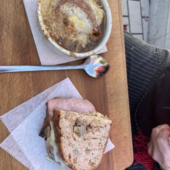 Le Marais Bakery - Weekday recent lunch -- ham sandwich and French onion soup - Coffee & Tea Near Me - Mill Valley, California Le Marais Bakery - Weekday recent lunch -- ham sandwich and French onion soup - Coffee & Tea Near Me - Mill Valley, California