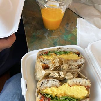 The Blue Light Speak Cheesy - Tangerine juice and salt n peppa jelly bagel - Sandwiches Near Me - Brooklyn, New York