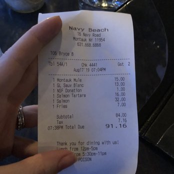 Navy Beach - Check with $1 donation - Seafood Near Me - Montauk, New York