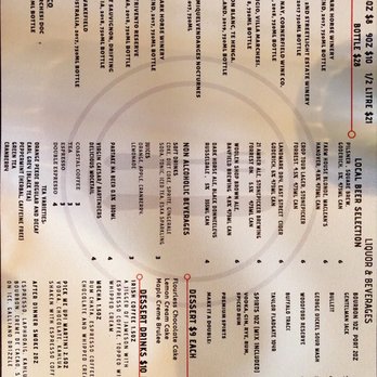 Part II Bistro - Drink menu - Canadian (New) Near Me - Goderich, Ontario
