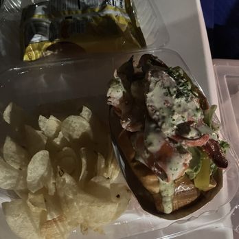 Mr. Lobster By Chef Alex - Monster lobster roll comes with chips. Not a good picture but a delicious roll. - Seafood Near Me - Plantation, Florida