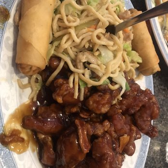 China Villa - Orange chicken combo plate all chow mein - Chinese Near Me - Rocklin, California