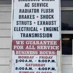 Tt&d Value Auto Service - Hours of operating