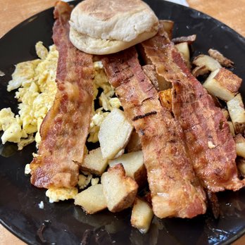 Connie's Kitchen - Connie's Breakfast with scrambled eggs & perfect bacon - Bakeries Near Me - Hardwick, Vermont