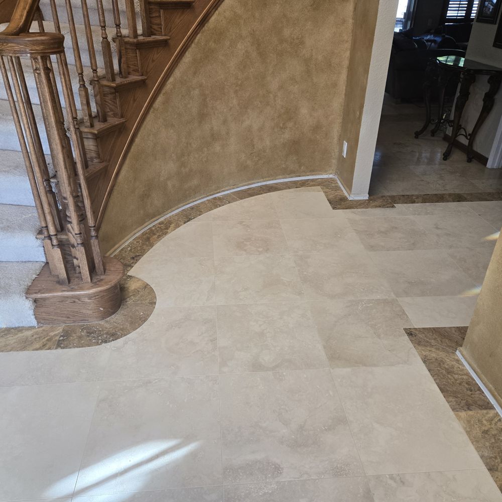 Jorge's Tiling - A tough travertine intall done perfectly. - Tiling Near Me