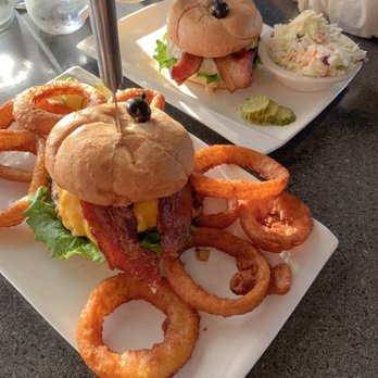The Big Elk - The Western burger with onion rings (extra) and the Elk burger with coleslaw (came as a side option) - American Near Me - Sequim, Washington