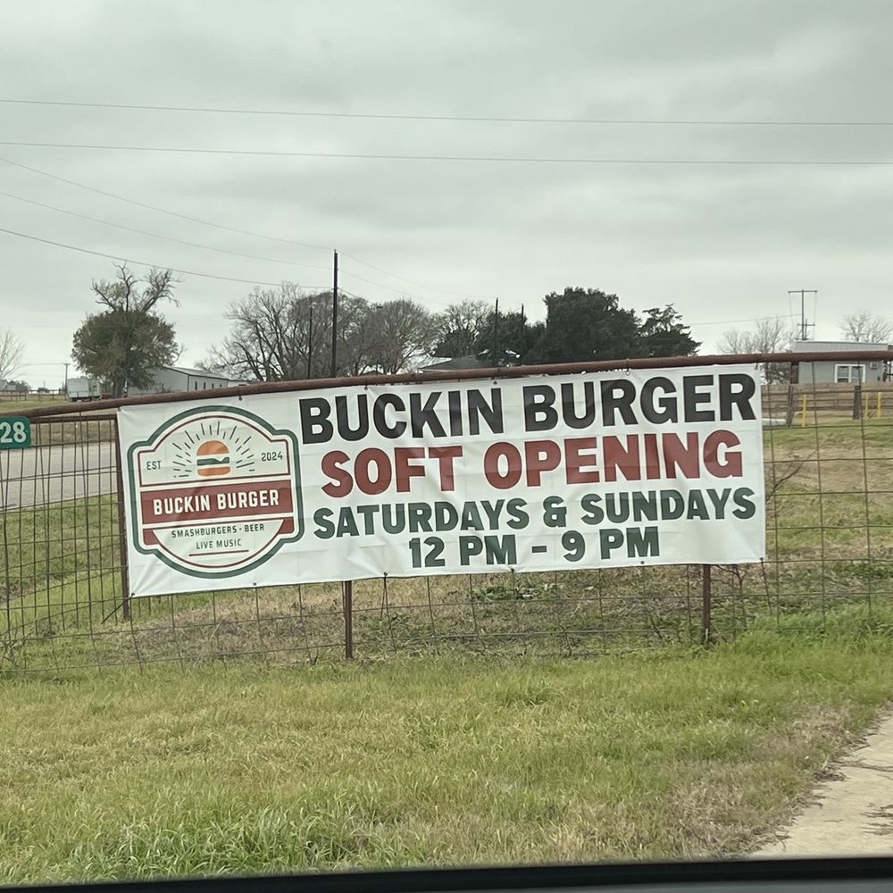 Buckin Burger - They say they are adding Mondays and Tuesdays as well. And more days to come. - Burgers Near Me - Brenham, Texas Buckin Burger - They say they are adding Mondays and Tuesdays as well. And more days to come. - Burgers Near Me - Brenham, Texas