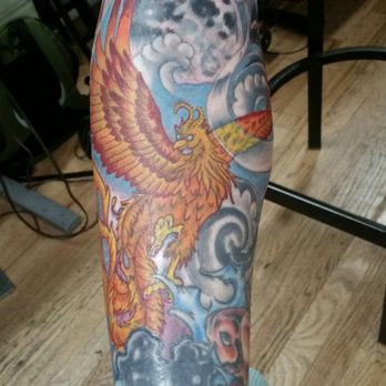 Rising Dragon Tattoos - Awesome colored phoenix - Tattoo Near Me - New York, New York Rising Dragon Tattoos - Awesome colored phoenix - Tattoo Near Me - New York, New York