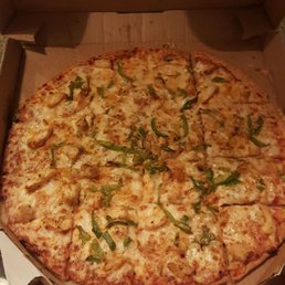 Thin crust, large, chicken, green peppers, extra cheese. Thin crust, large, chicken, green peppers, extra cheese.