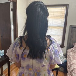 Hairstylist job "curls" on my sister's hair