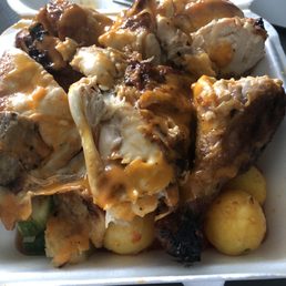 Half chicken dinner, Greek salad and potatoes Half chicken dinner, Greek salad and potatoes