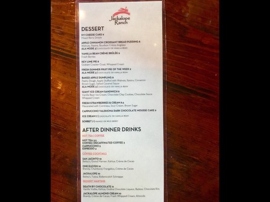 Menu photo 5 Jackalope Ranch Indio, CA