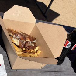 The Mad Honey BBQ - Patty melt and fries