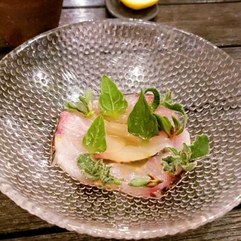 Saison - Amber Jack sashimi with passion fruit vinegar. - New American Near Me - San Francisco, California Saison - Amber Jack sashimi with passion fruit vinegar. - New American Near Me - San Francisco, California