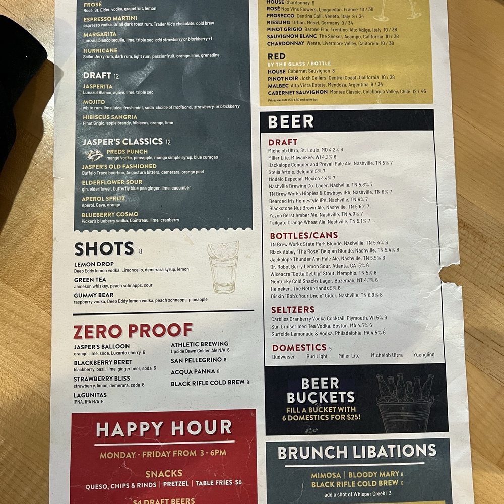 Jasper's - Drinks - New American Near Me - Nashville, Tennessee