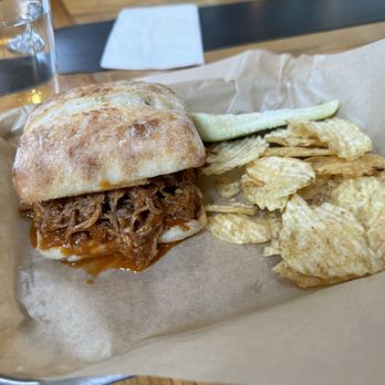 Northspur Brewing Company - Pulled pork sandwich w/ Carolina sauce & no onion - Brewpubs Near Me - Willits, California Northspur Brewing Company - Pulled pork sandwich w/ Carolina sauce & no onion - Brewpubs Near Me - Willits, California