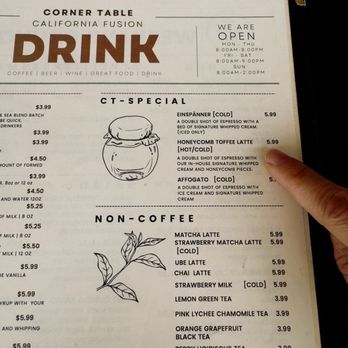 Corner Table - They their special coffees - Breakfast & Brunch Near Me - Redwood City, California