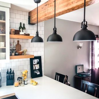 VIP Remodeling - Kitchen peninsula, beautiful exposed wood beam - General Contractors Near Me