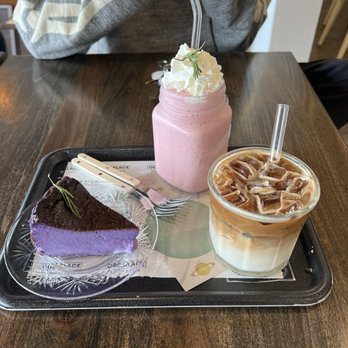 Our Place Dessert Cafe - ube basque, Strawberry Smoothie, vanilla Latte - Cafes Near Me - Edmonds, Washington Our Place Dessert Cafe - ube basque, Strawberry Smoothie, vanilla Latte - Cafes Near Me - Edmonds, Washington