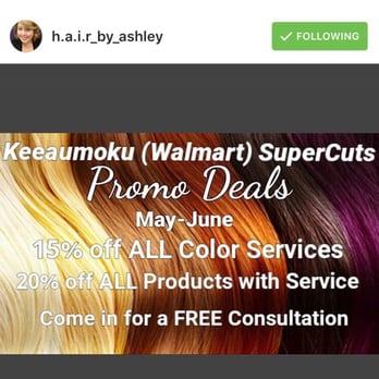 Supercuts - Ashley's color specials! - Hair Salons Near Me - HONOLULU, Hawaii