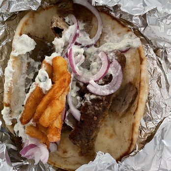 Little Village Grill - Lamb and beef gyro no tomato as requested - Greek Near Me - Charlotte, North Carolina Little Village Grill - Lamb and beef gyro no tomato as requested - Greek Near Me - Charlotte, North Carolina