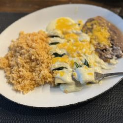 Cancun's Amerimex Restaurant - 3 Sour Cream and Spinach Enchiladas