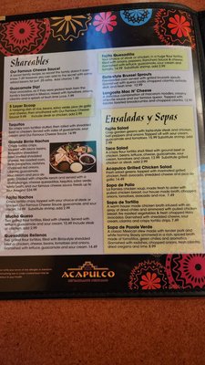 Menu photo 1 Acapulco Mexican Restaurant Maplewood Maplewood, MN Menu photo 1 Acapulco Mexican Restaurant Maplewood Maplewood, MN