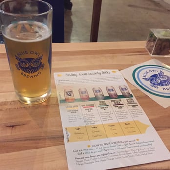 Blue Owl Brewing - Little boss, the menu, and a sticker with the sweet logo. - Breweries Near Me - Austin, Texas Blue Owl Brewing - Little boss, the menu, and a sticker with the sweet logo. - Breweries Near Me - Austin, Texas