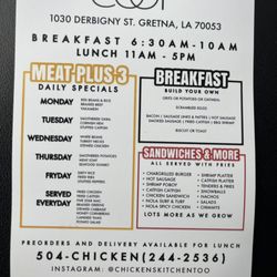 Daily Specials Build Your Own Sandwiches and Sides