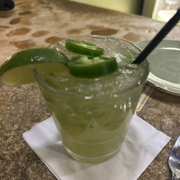 The menu is excellent but I ordered a jalapeño margarita off-the-menu. Light work for Tiyana.