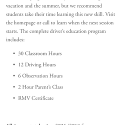 Champion Driving School - Does not mention 1 hour per week