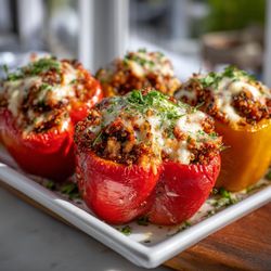 The Healthy Kitchen Miami - Beef and Mushroom Stuffed Peppers