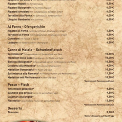 Trattoria da Sergio - Speisekarte