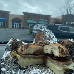 The Bagel Factory II - Art roll egg, sausage, bacon cheese, and a touch of ketchup.