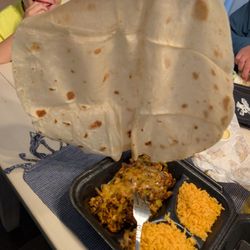 Giant tortilla for chicken fajitas