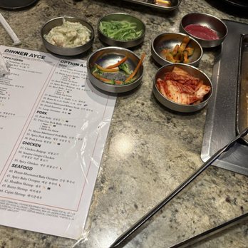 Blue House Korean BBQ - Set of Sides and menu - Korean Near Me - Sacramento, California Blue House Korean BBQ - Set of Sides and menu - Korean Near Me - Sacramento, California