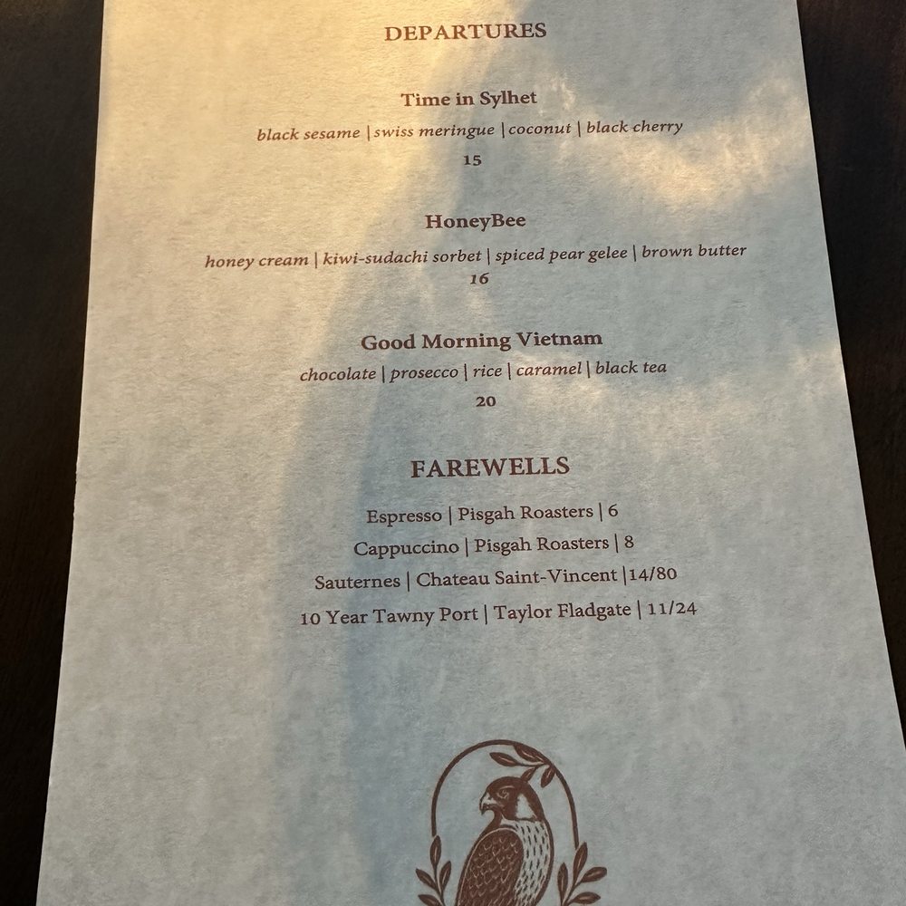 Peregrine - Dessert menu - American Near Me - Raleigh, North Carolina Peregrine - Dessert menu - American Near Me - Raleigh, North Carolina