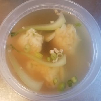Wasabi Restaurant - Okay, the Boss replaced wonton soup without wontons. Now soup contains 3 wontons and a shrimp with vegetables. - Sushi Bars Near Me - Cary, North Carolina