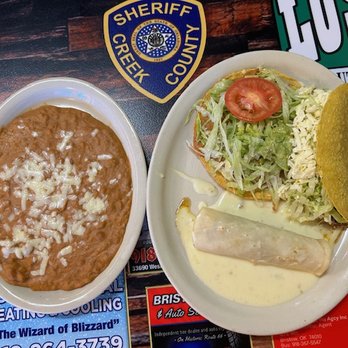 Los Arcos Mexican Restaurant - #1 Combo with a side of beans - Mexican Near Me - Bristow, Oklahoma