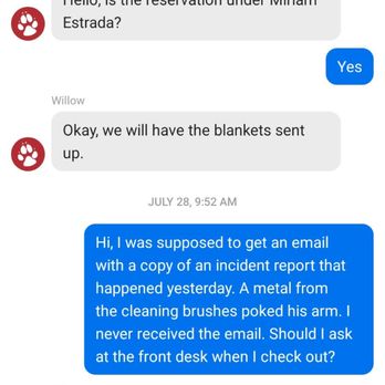 Great Wolf Lodge - This is the conversation of the blankets that were never delivered that night and regarding the incident report that I am still to receive. - Water Parks Near Me - Gurnee, Illinois Great Wolf Lodge - This is the conversation of the blankets that were never delivered that night and regarding the incident report that I am still to receive. - Water Parks Near Me - Gurnee, Illinois