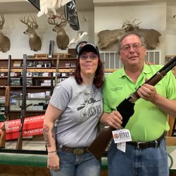Bull City Gun Shop - Neal Schmidtberger and Laura Jacobs, with Neal's new Henry Big Boy Silver .44 Mag. (05/14/2022)