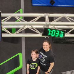 Iron Coyote Challenge Park - My daughter and grandson.
